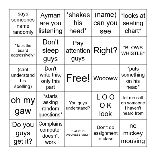 BIO BINGO Card
