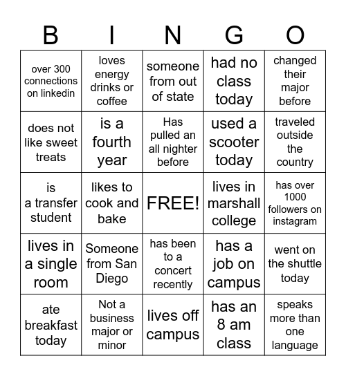 MBA GBM 1 BINGO :D Bingo Card