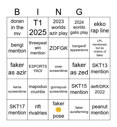 WORLDS 2026 MV Bingo Card