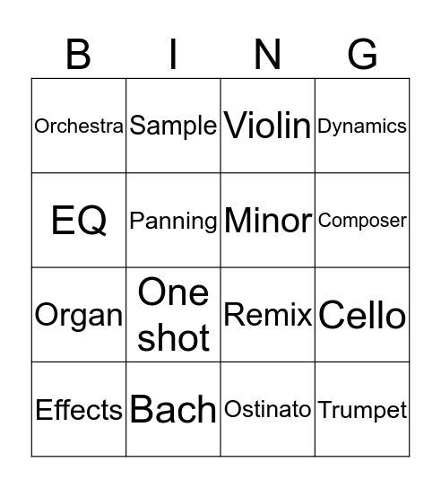 Bach Bingo Card