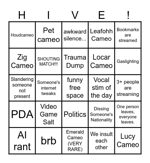 HIVE BINGO Card