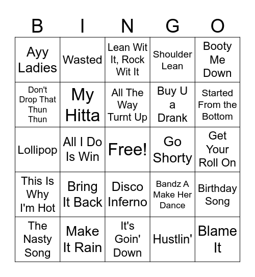 Clean Club Bangers Bingo Card