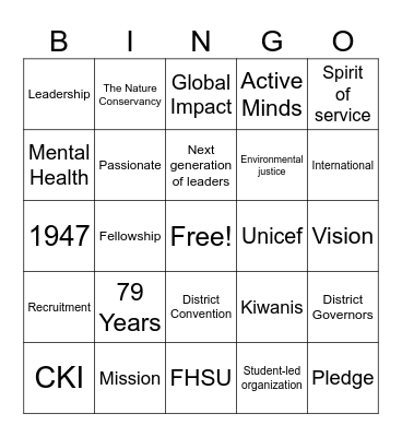 CKI Bingo Card