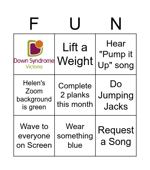 Club21 Exercise Springo Bingo Card