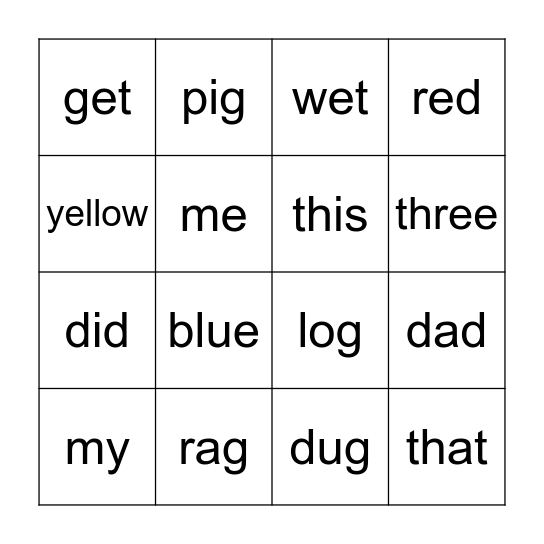 Week 5 Bingo Card