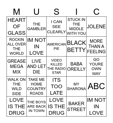 BEST OF THE 70'S 3 (1) Bingo Card