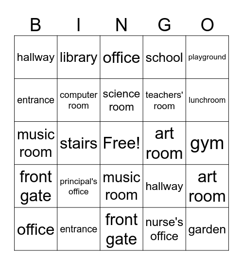 Places Bingo Card