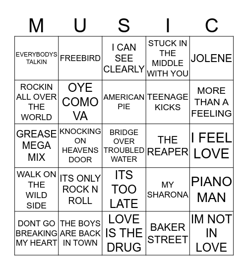 BEST OF THE 70'S 3 (3) Bingo Card