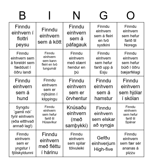 Vináttubingó Bingo Card