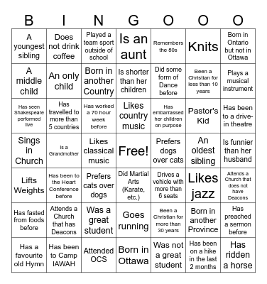 Sisters In Christ Bingo Card
