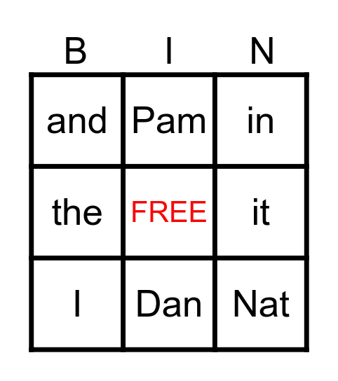 Sam, Dan & Nat Bingo Card