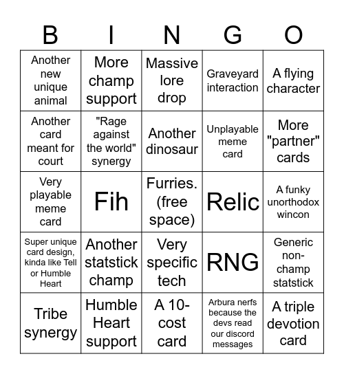 October 6th Untamed expansion Bingo Card