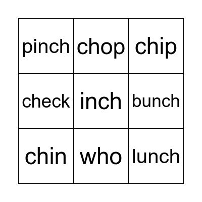 CH Spelling Words 10/9/26 Bingo Card