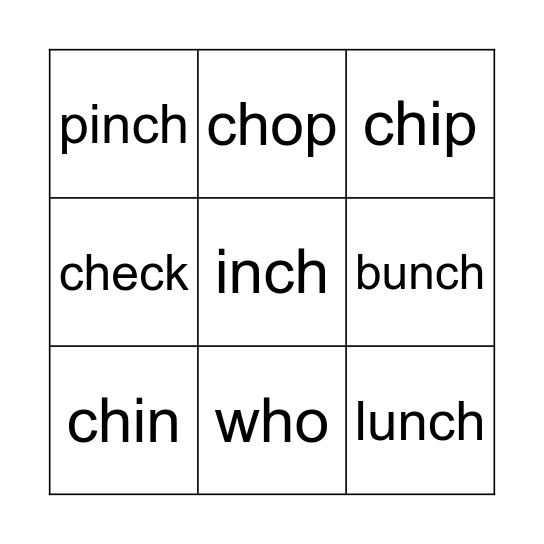 CH Spelling Words 10/9/26 Bingo Card