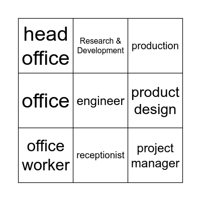 Vocabulary - At work Bingo Card