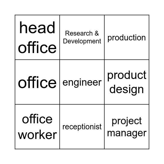 Vocabulary - At work Bingo Card