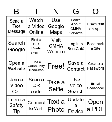 Digital Inclusion Bingo Card