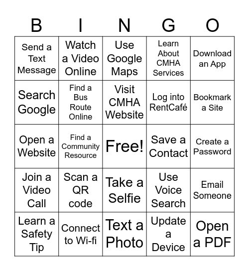 Digital Inclusion Bingo Card