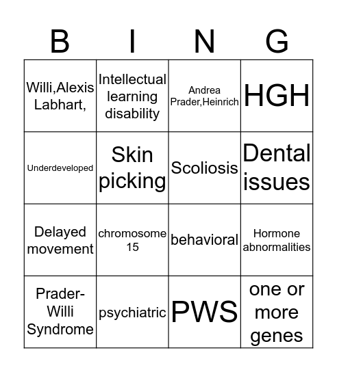 PWS Bingo Card