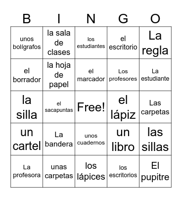 En la Clase Bingo Card