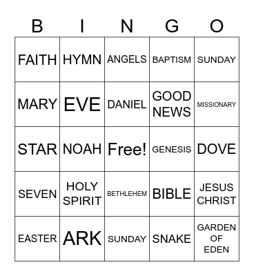 BIBLE BINGO Card