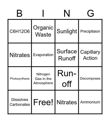 Nature Cycle Board Bingo Card