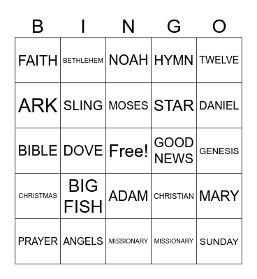 BIBLE BINGO Card