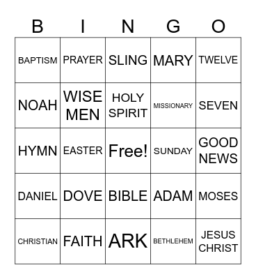 BIBLE BINGO Card