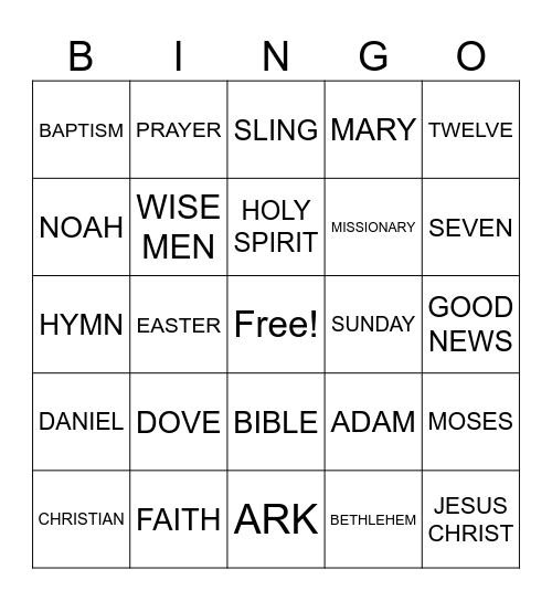 BIBLE BINGO Card