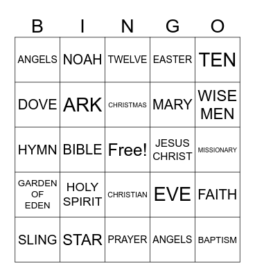 BIBLE BINGO Card