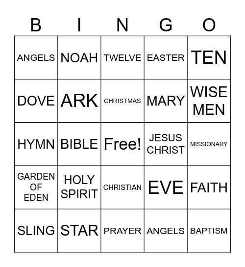 BIBLE BINGO Card