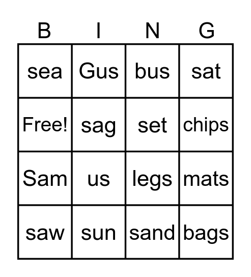 Bk 13- S Bingo Card