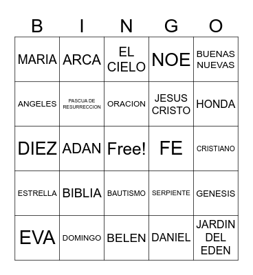 BIBLE BINGO Card