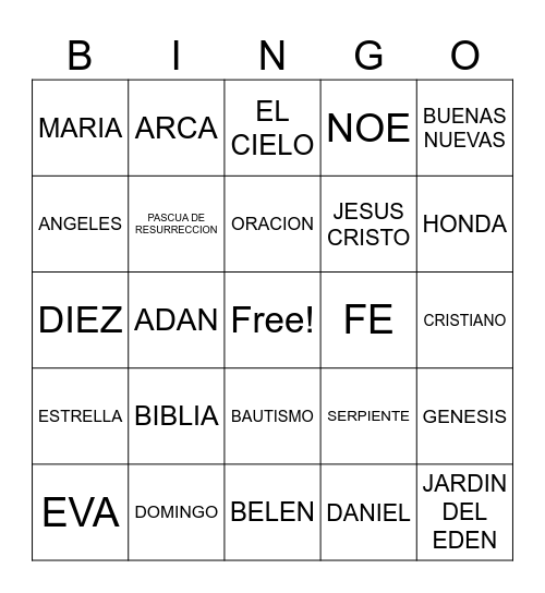 BIBLE BINGO Card