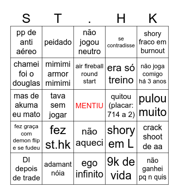 FT contra o protagonista Bingo Card