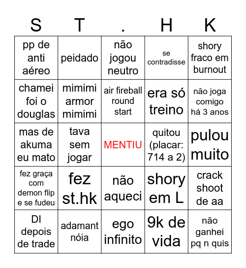FT contra o protagonista Bingo Card