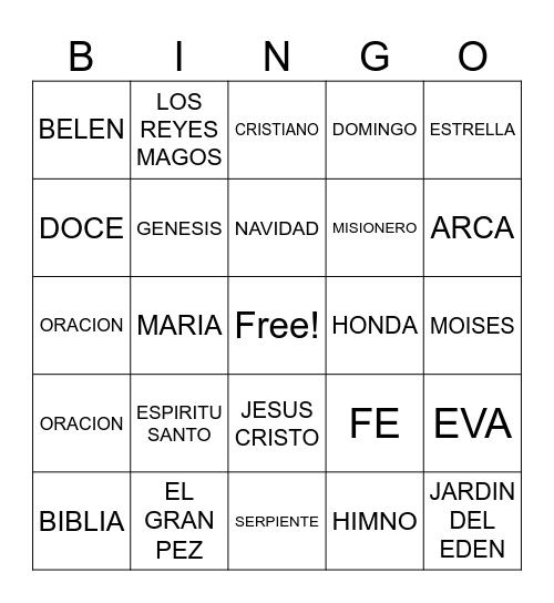 BIBLIA BINGO Card