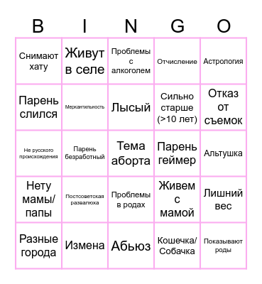 Мама в 16 Bingo Card