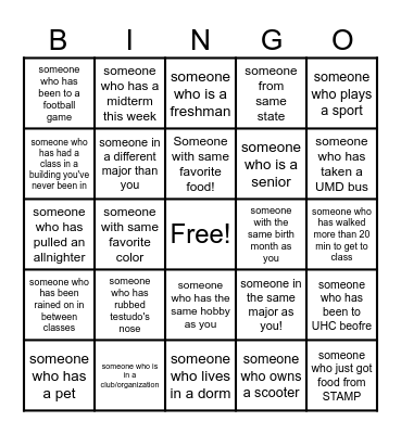 FInd someone that... - Stamp Flu Clinic Bingo Card