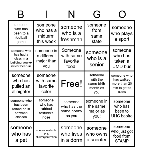 FInd someone that... - Stamp Flu Clinic Bingo Card
