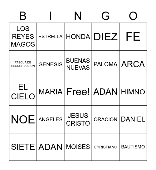 BIBLIA BINGO Card