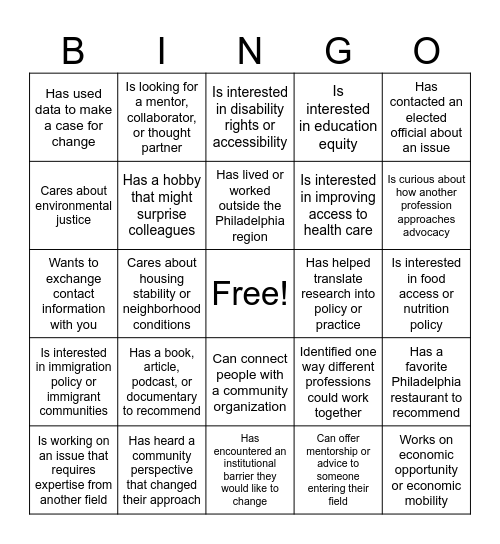 Find Someone Who... Bingo Card