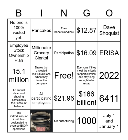 ESOP Bingo! Bingo Card