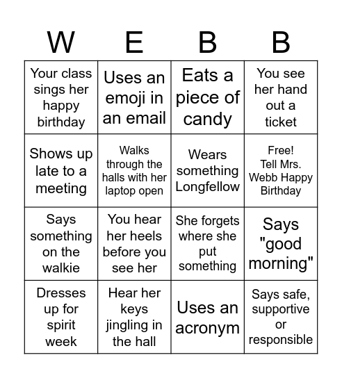 WEBBIngo Card
