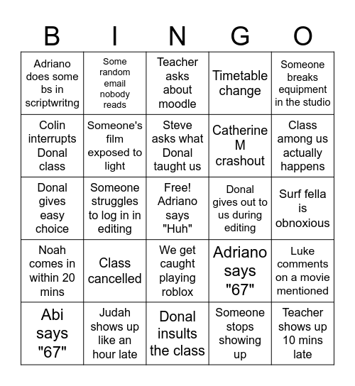 DOUGLAS STREET FEB Bingo Card