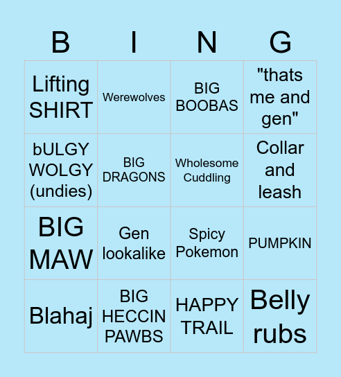 FURRY MEME REVIEW! Bingo Card