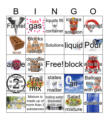 Mixtures and Soultions Bingo Card