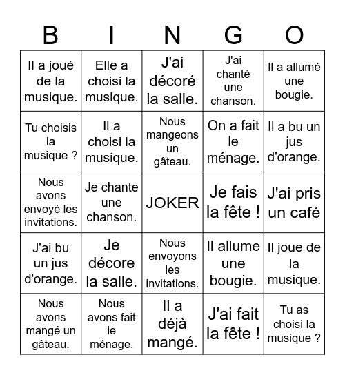 2.2 Passé composé ou Présent ? Bingo Card