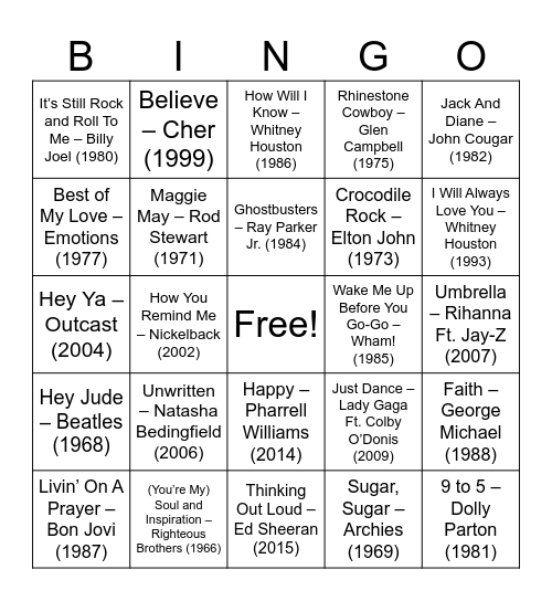 PECSF Music Bingo 2026 Bingo Card