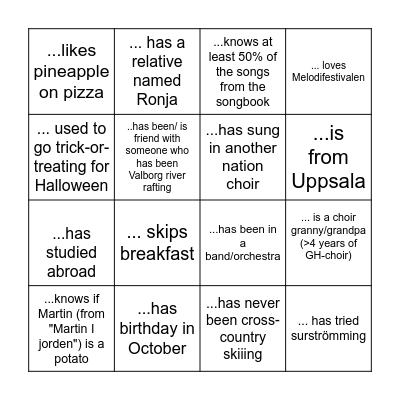 Find someone who... Bingo Card